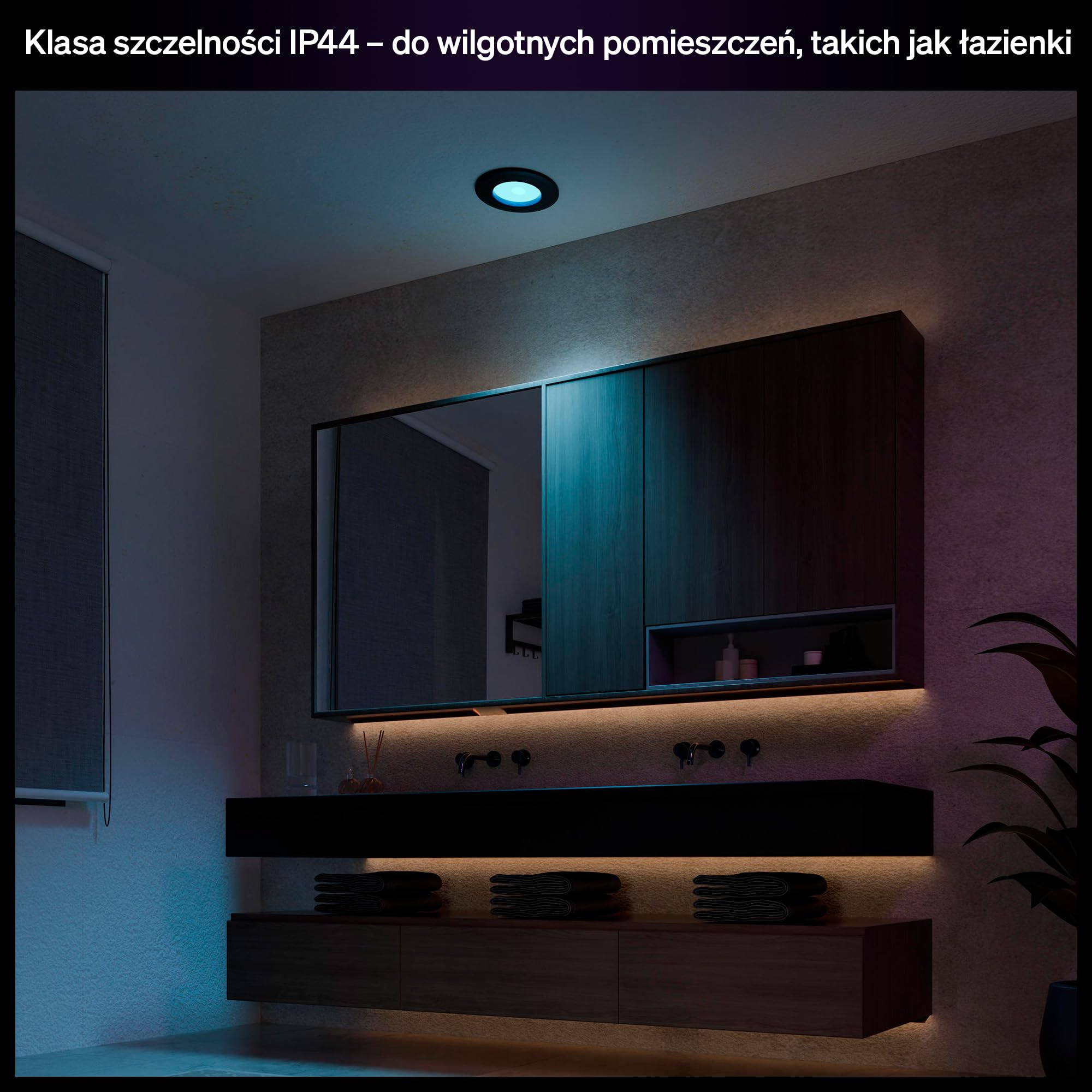 Philips Hue Slim Downlight Podtynkowa Lampa Sufitowa LED 1000 lm 90 mm Pełne Spektrum 1000–20000 K Ultraniskie Przyciemnianie Precyzyjne Kolory Inteligentne Oświetlenie Czarny 3 Szt.