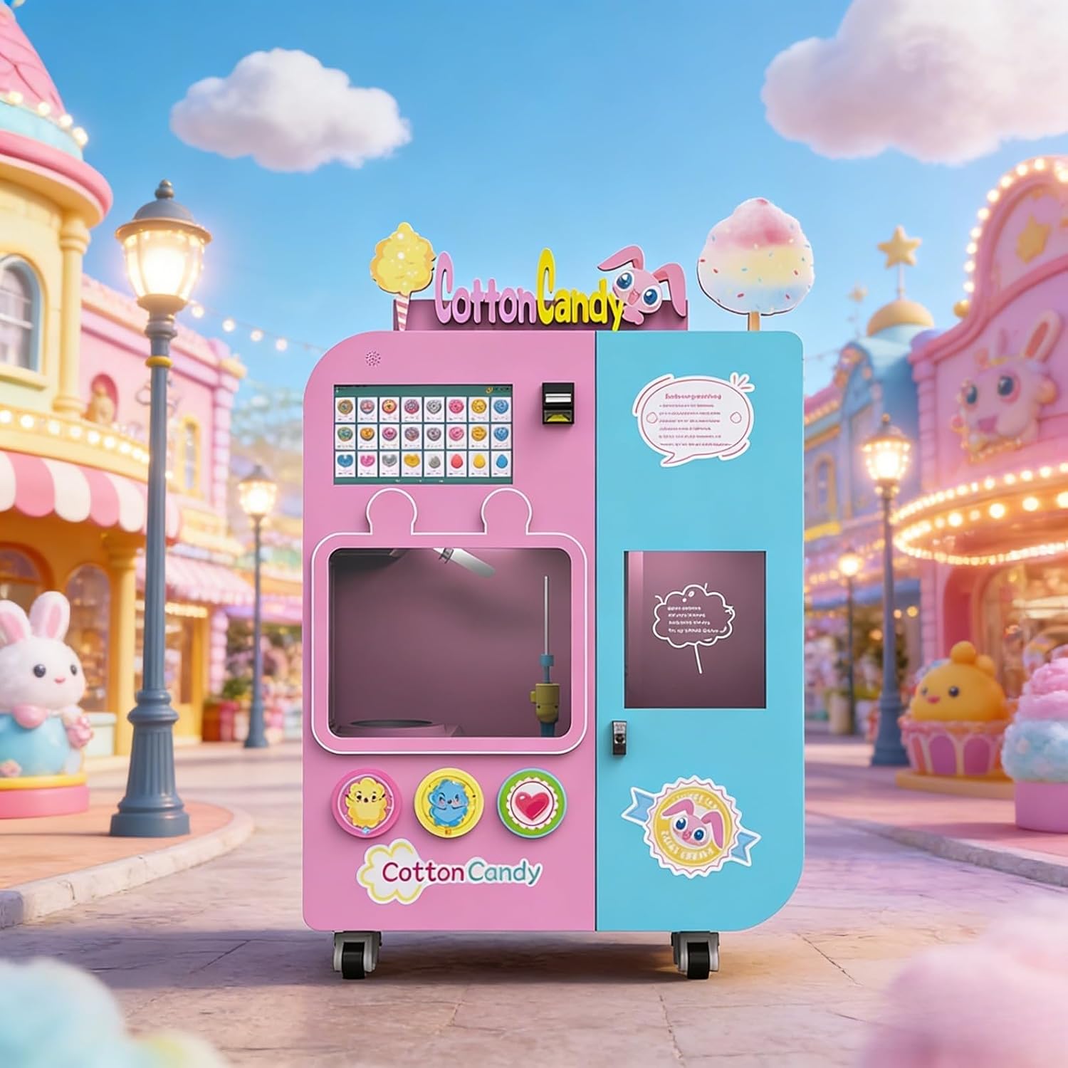 Self-Service Automatic Cotton Candy Vending Machine Commercial Fluffy Treat Equipment Smooth Operation Wide Application Perfect for Shopping Malls and Community Spaces