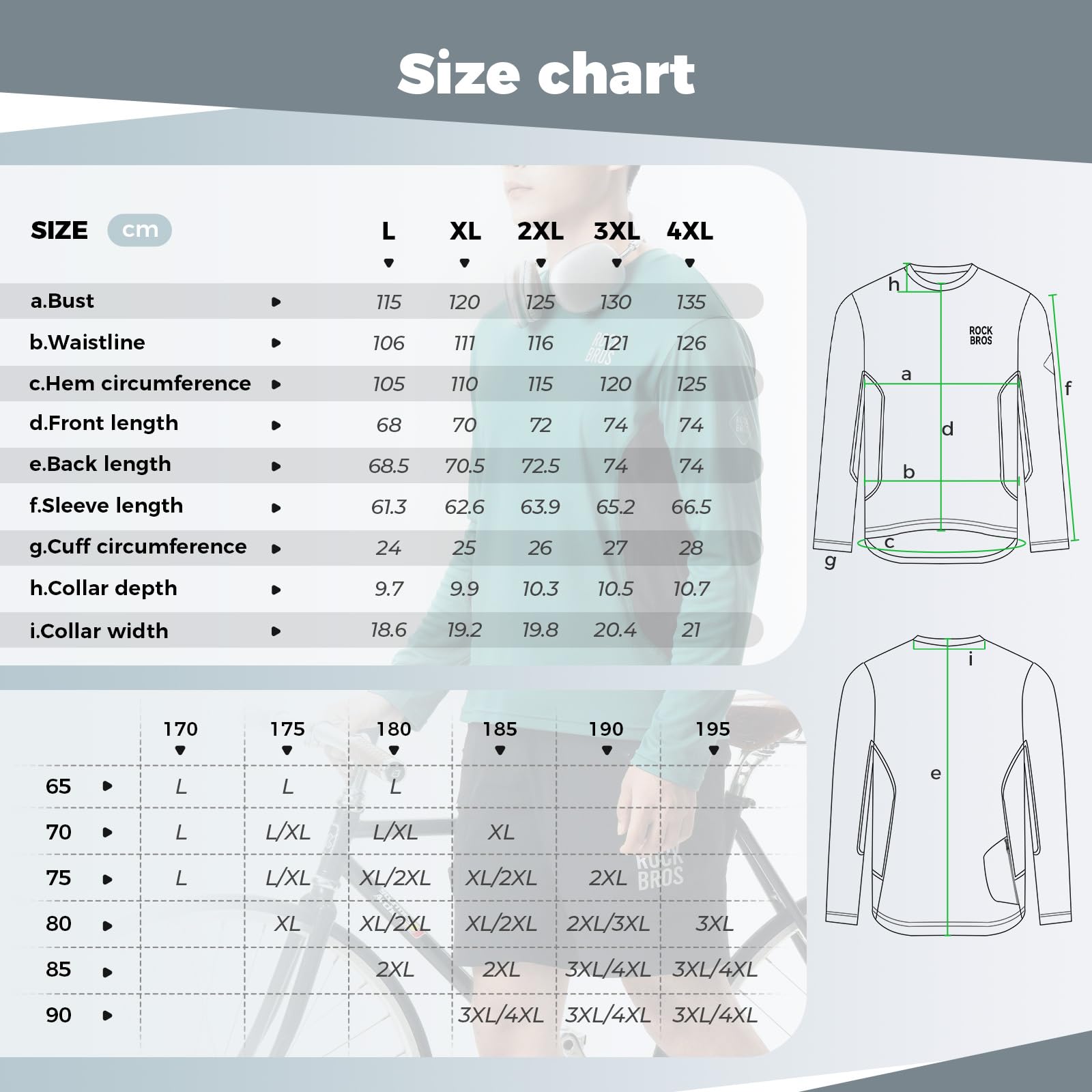 ROCKBROS Magliette da Ciclismo Uomo a Maniche Lunghe, Maglia da Ciclismo T-Shirt Asciugatura Rapida e Traspirante, Top Abbigliamento con Tasche per Mountain Bike, Corsa, Fitness