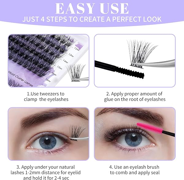 Cluster Extension Ciglia Ciuffetti D Curl 0.07mm C3+C9 Ciglia Cluster Lashes Mixed 12-16mm DIY Estensioni Delle Ciglia Cluster Individuali Naturale Volume Russo Ciglia Finte(C3+C9-D-MIX12-16) - 5