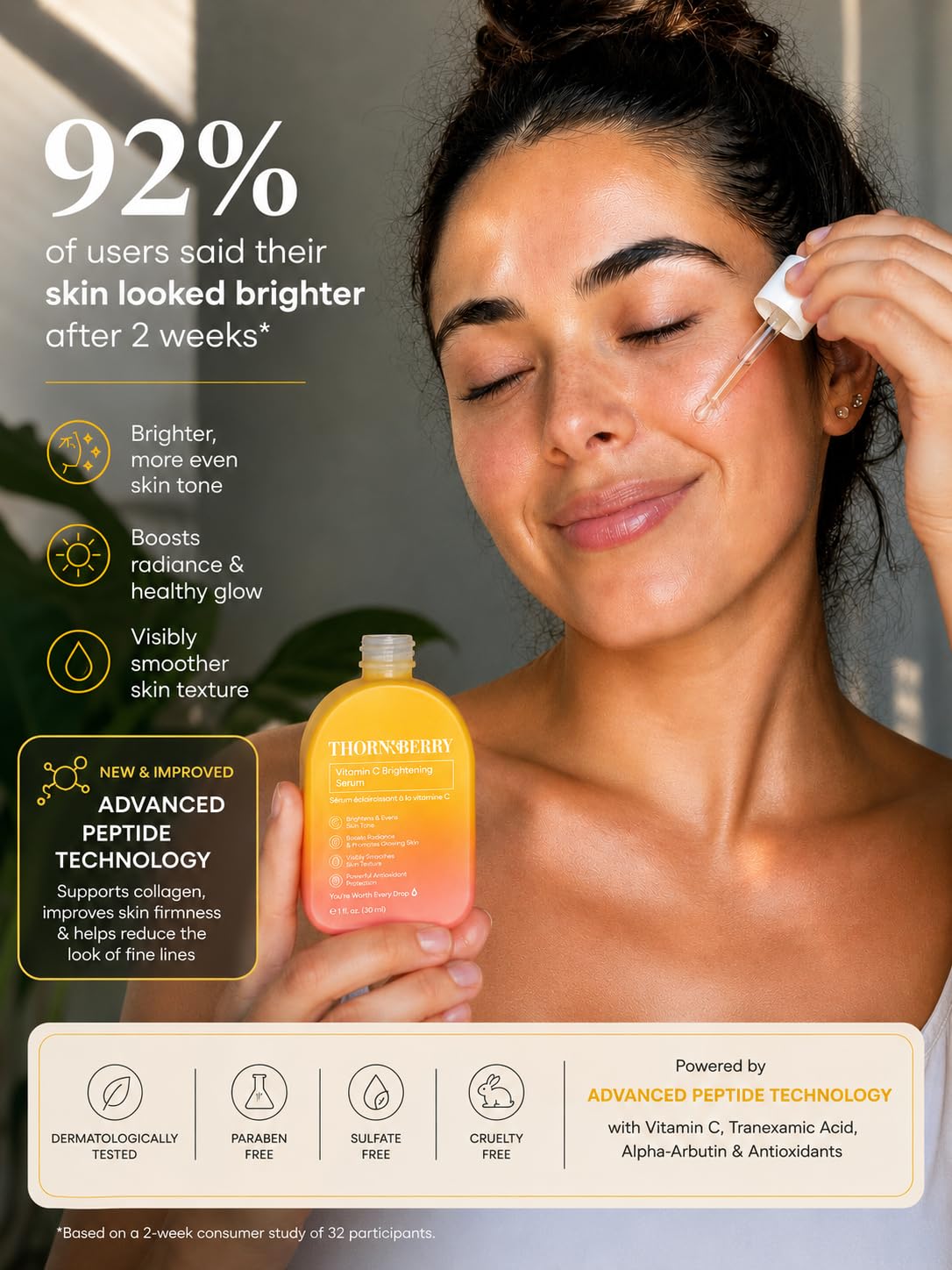 Vitamin C Serum With Hyaluronic Acid & Peptides For Face & Anti Aging, Skin