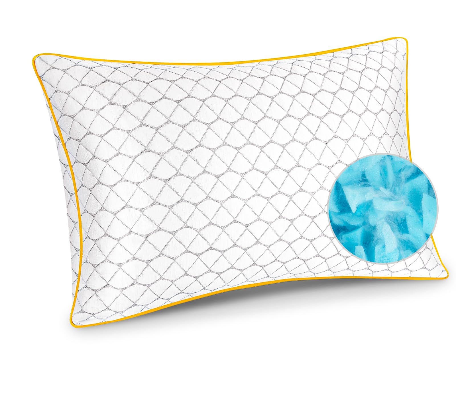 Pillow Shredded Memory Foam Pillow for Sleeping, Adjustable Firmness Bed Pillows for Neck & Shoulder Support, Cooling Pillows with Dual Sided Removable Cover for Side Back & Stomach Sleepers, 72x47cm