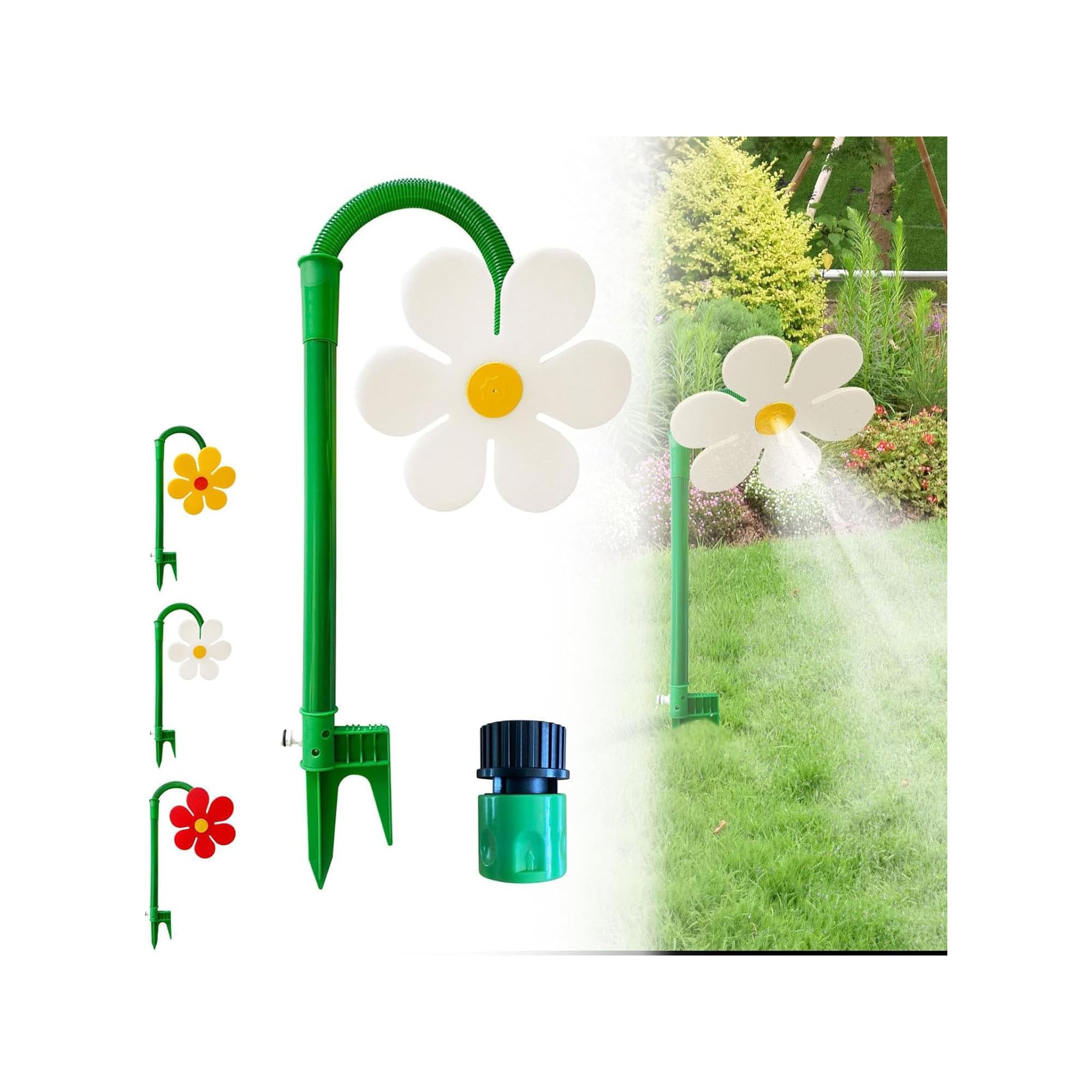 Crazy Daisy Sprinkler, 360° Rotating Dancing Flower Sprinkler, (1, White) | Outdoor Yard Lawn Garden Toy for Dogs Playing White 1