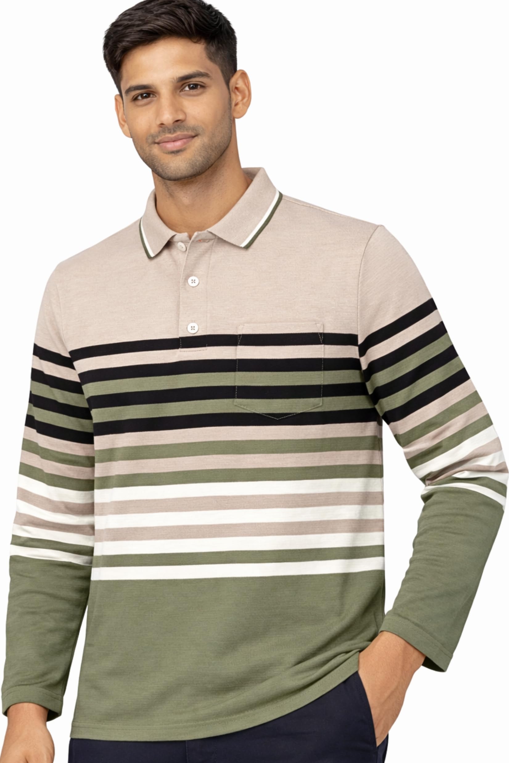 - Full Sleeves Textured Polo Tshirt for Men with Pocket || Long Sleeves Collar and Pocket T-Shirt for Men