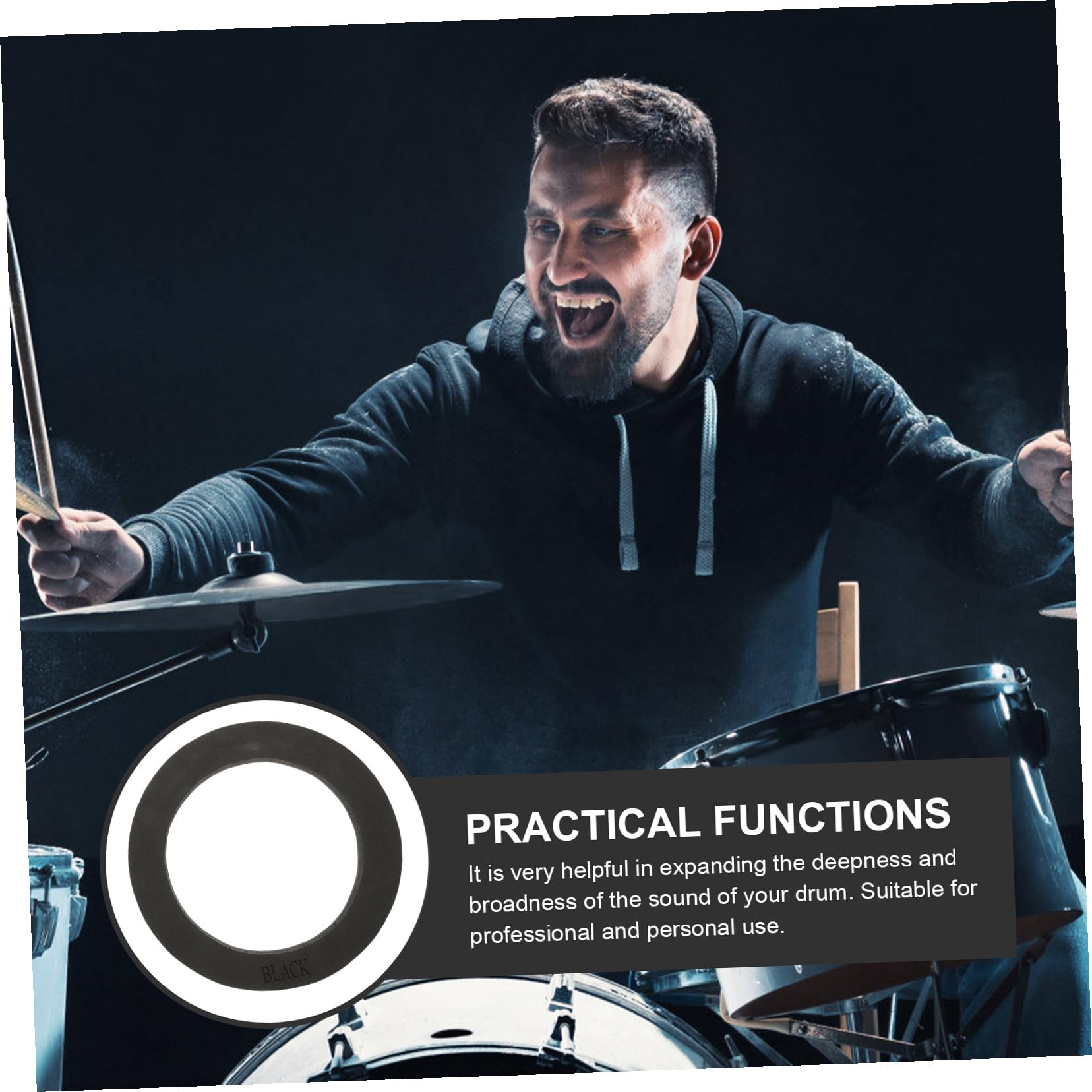 ibasenice 4stücke Bass Drum Pad Selbstklebende Bassdrum Verstärkung Für Schlagzeug Professionelles Percussion Zubehör Klangverbesserung Schwarz