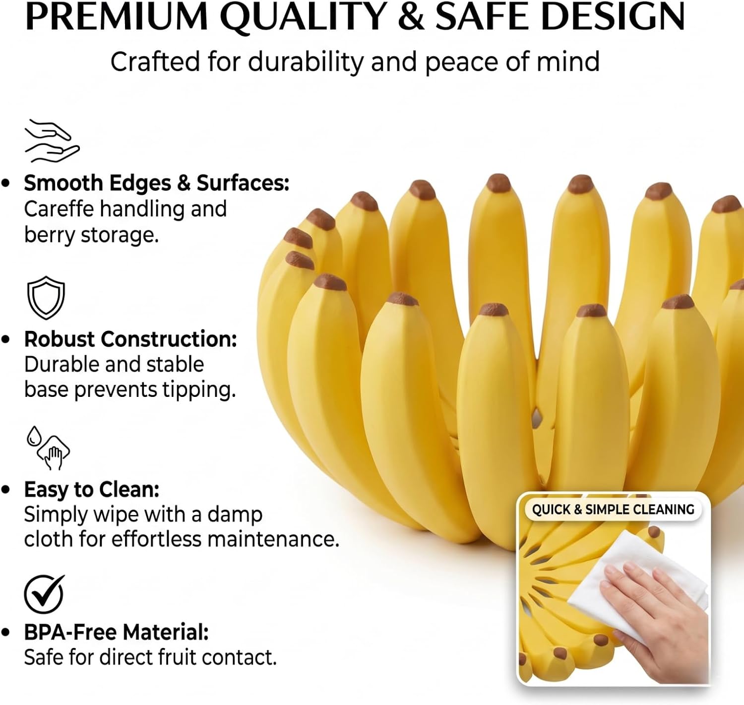 5.9 Inch Banana Holder Fruit Bowl - Large Decorative Bowl, Keys Bowl - Yellow