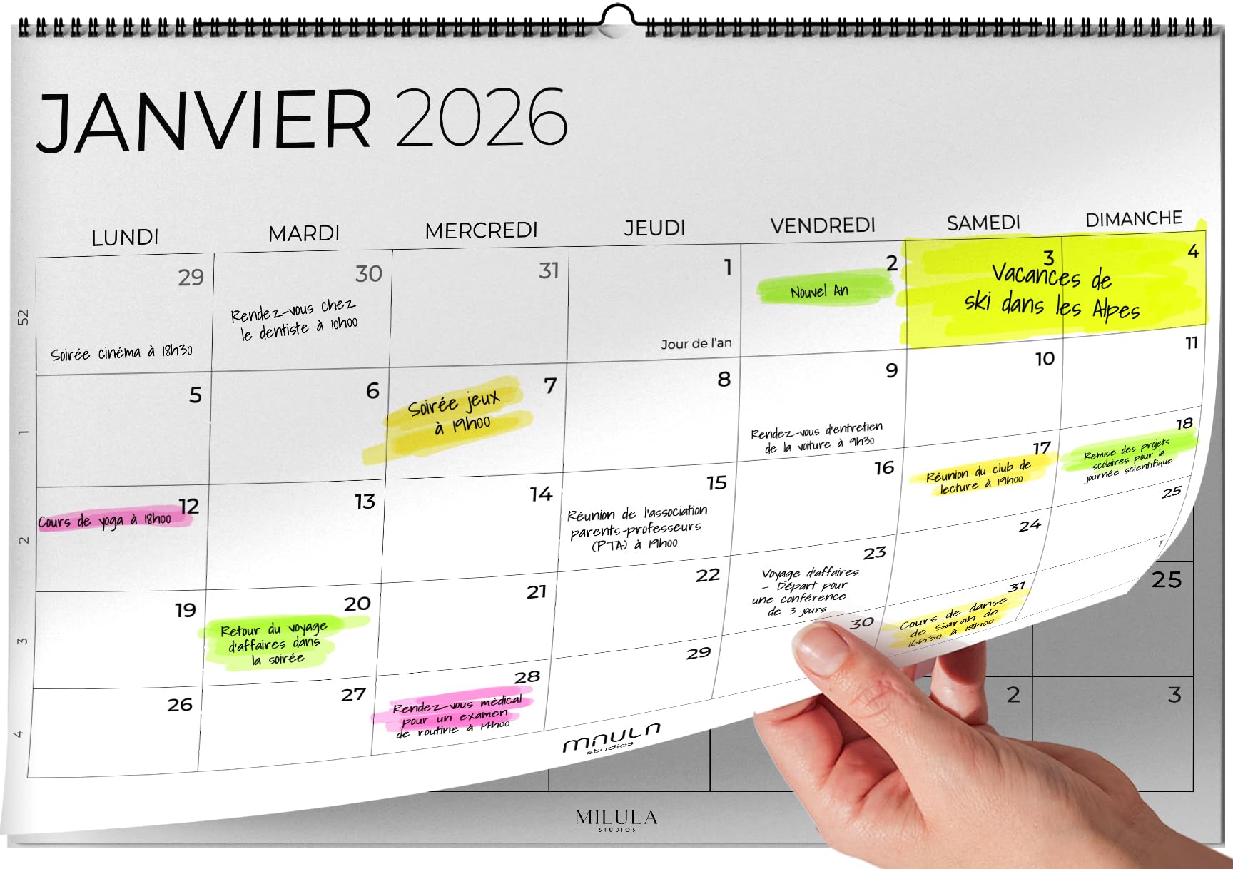 calendrier mural 2026 a4