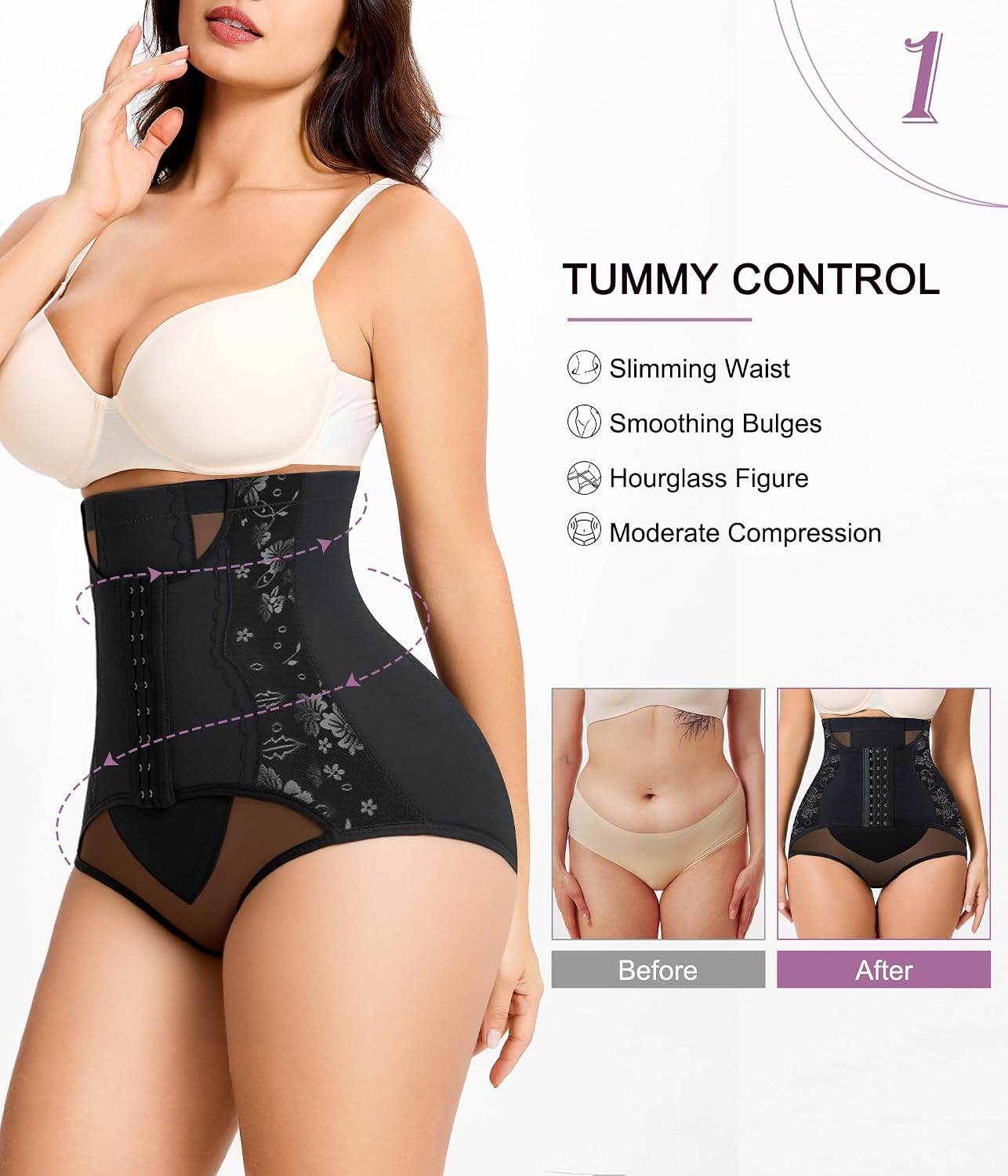 YERKOAD Tummy Control Shapewear for Women Butt Lifting Panties High Waisted Underwear Faja Body Shaper
