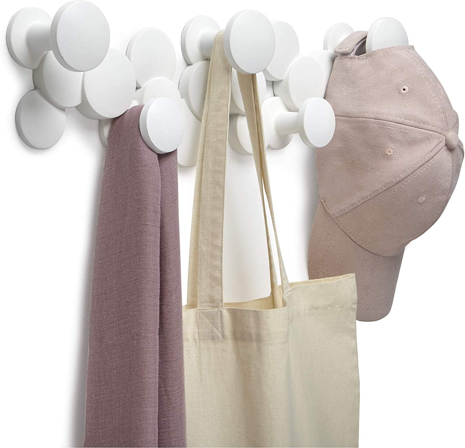 Umbra Bubble Multi Modern, Decorative, Space-Saving Coat Hanger 5 Hooks for Hanging Accessories, Etc. -Won’t Snag Clothes, White