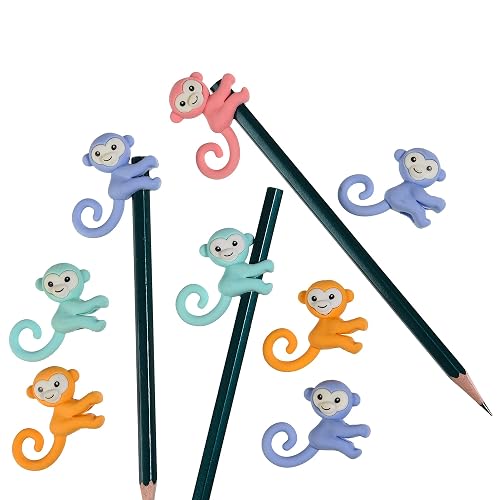 32 Pcs Pencil Eraser Toppers for Kids, 3D Cute Monkey