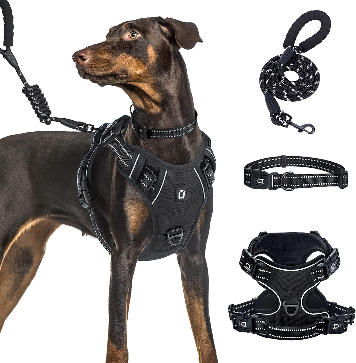 Dog Harness Waldseemuller Dog Harnesses for Small Dogs No Pull Reflective Oxford Soft Vest 4 Buckles Dog Harness for Large Dogs No Pull Medium Size Dog Harness,Dog Harness for Medium Dogs No Pull