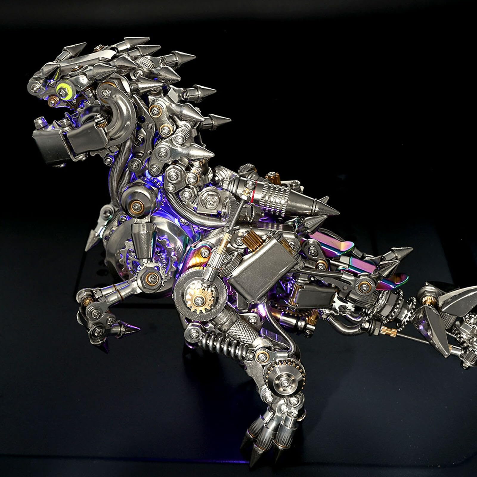 Kit di puzzle 3D in metallo dinosauro - Modello Steampunk T-Rex con ali e opzioni Gat-ling - Set di montaggio fai da te in acciaio inossidabile - Perfetto per adulti, appassionati di artigianato e