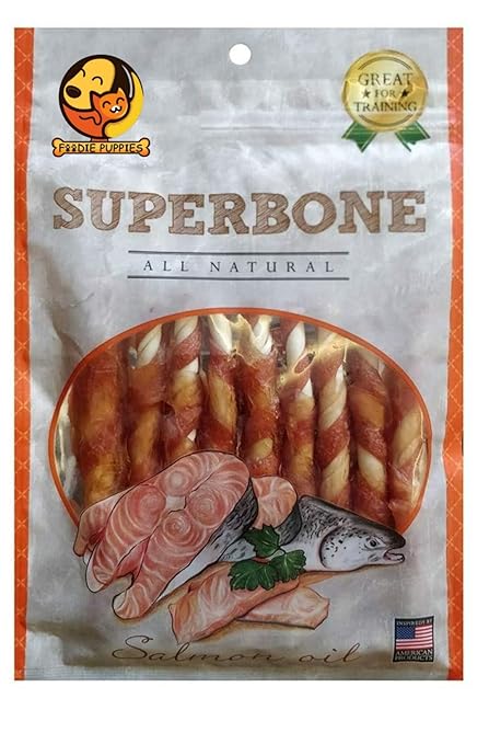 Foodie Puppies Superbone All Natural Salmon Oil Flavour Chicken Sticks Dog Treat, 9 in 1 (Salmon Oil, Pack of 1)