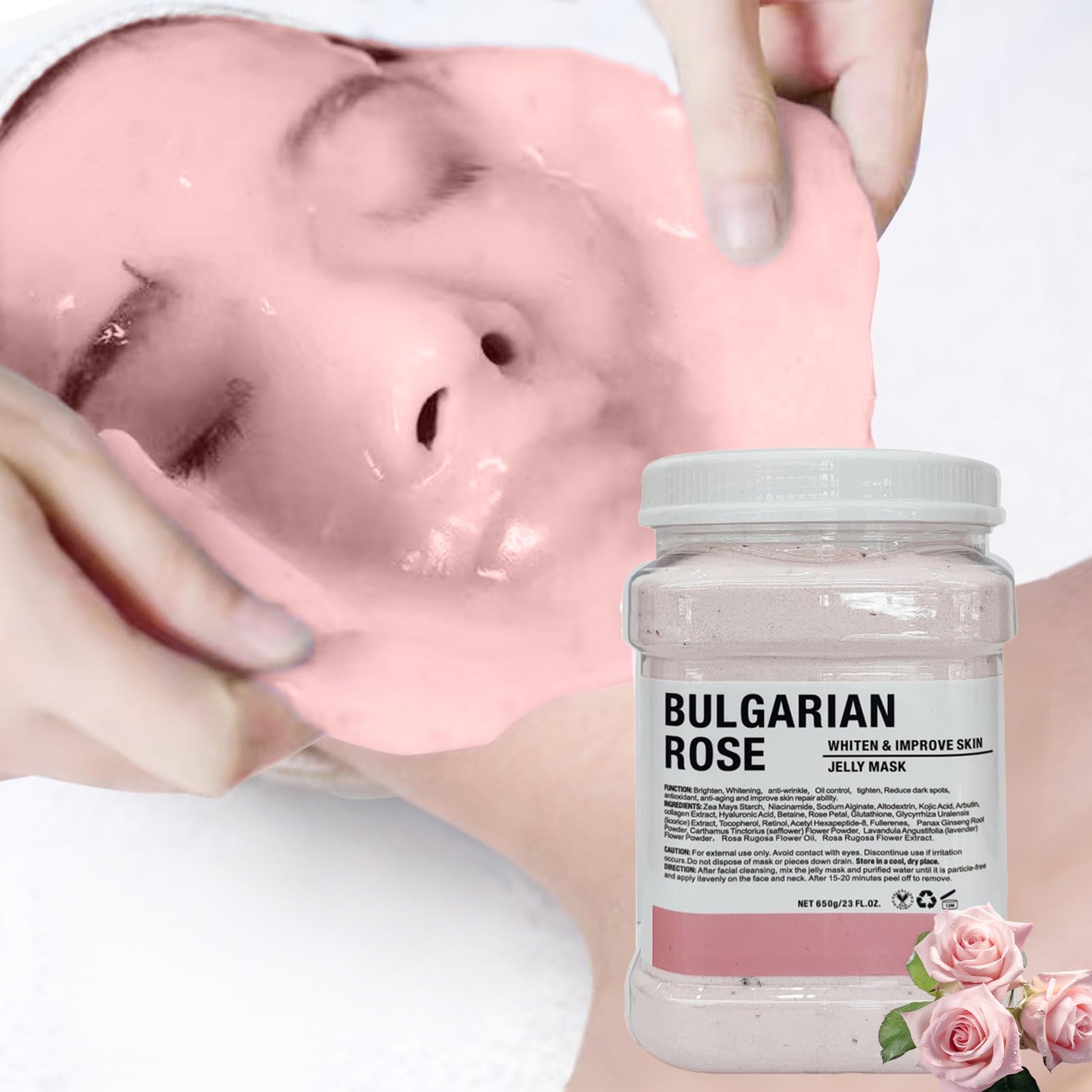 Jelly Mask for Facials Professional Natural Gel Face Masks, Hyaluronic acid Hydrating Rubber Mask Jar Face Mask SkinCare 23 Fl Oz (Rose).