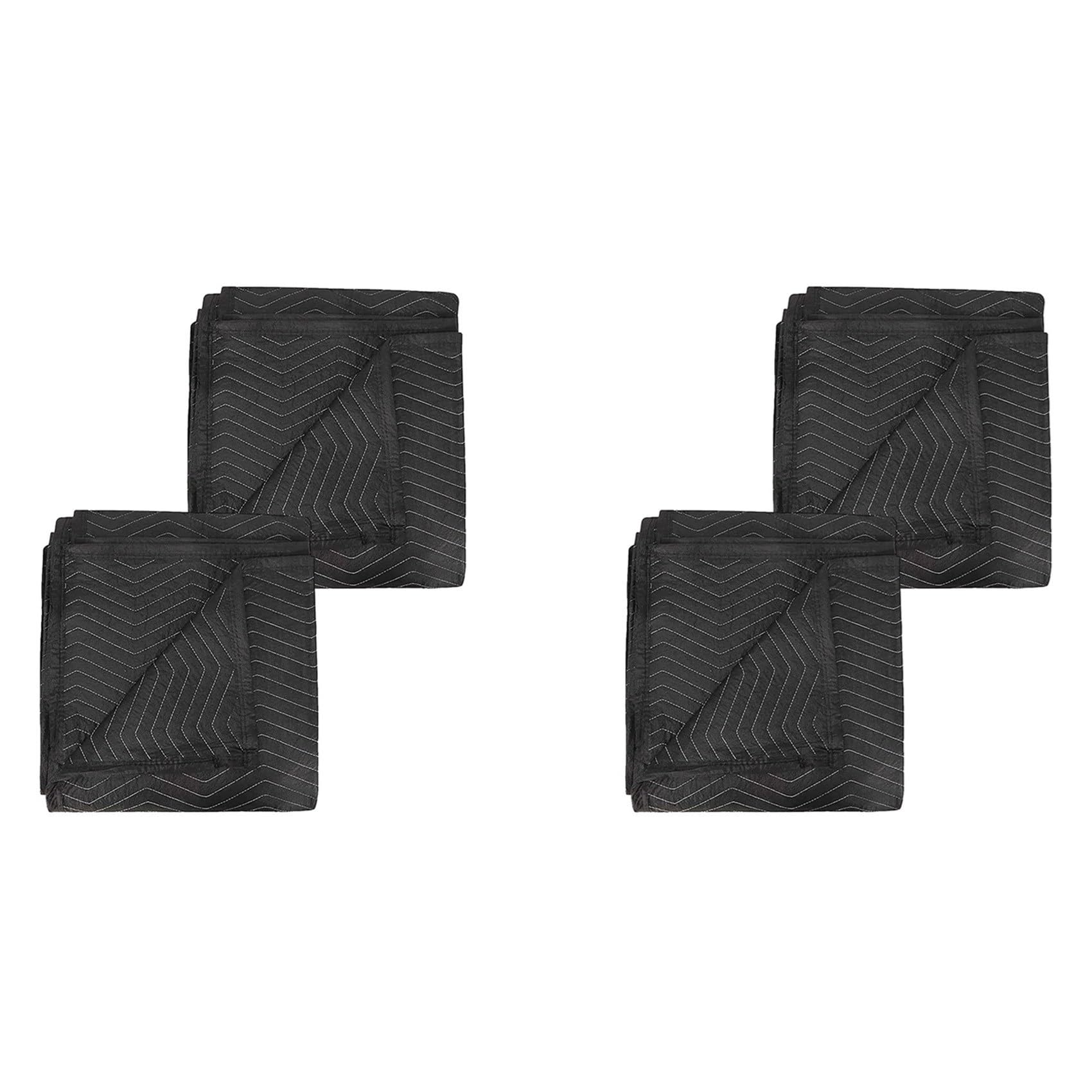 Vjsujehgy 4Pcs Moving Blankets 40x72Inches Heavy Duty Packing Blankets for Moving Shipping Furniture Wrapping for Furniture-Black