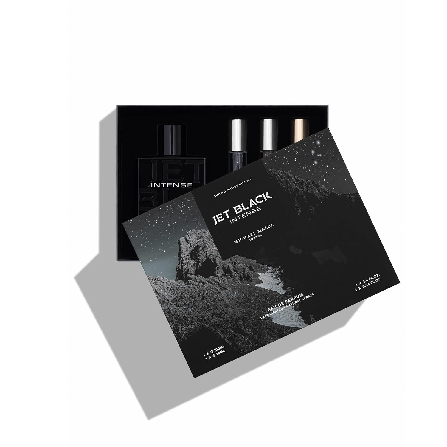 Michael Malul Jet Black Intense Eau de Parfum Gift Set - 100ml | 10ml - Image 2