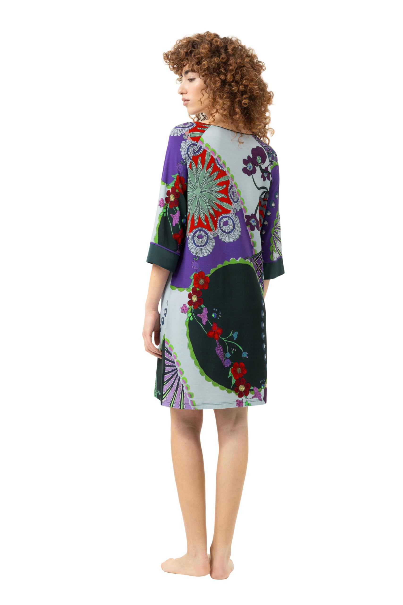 Mey Damen Nachthemd aus Modal Serie Secret Glade Mystic | Hochwertiges Nachthemd mit Key-Print, Ornamentale und organische Elemente, Rundhalsausschnitt, Breite Armabschlüsse, XS-XL