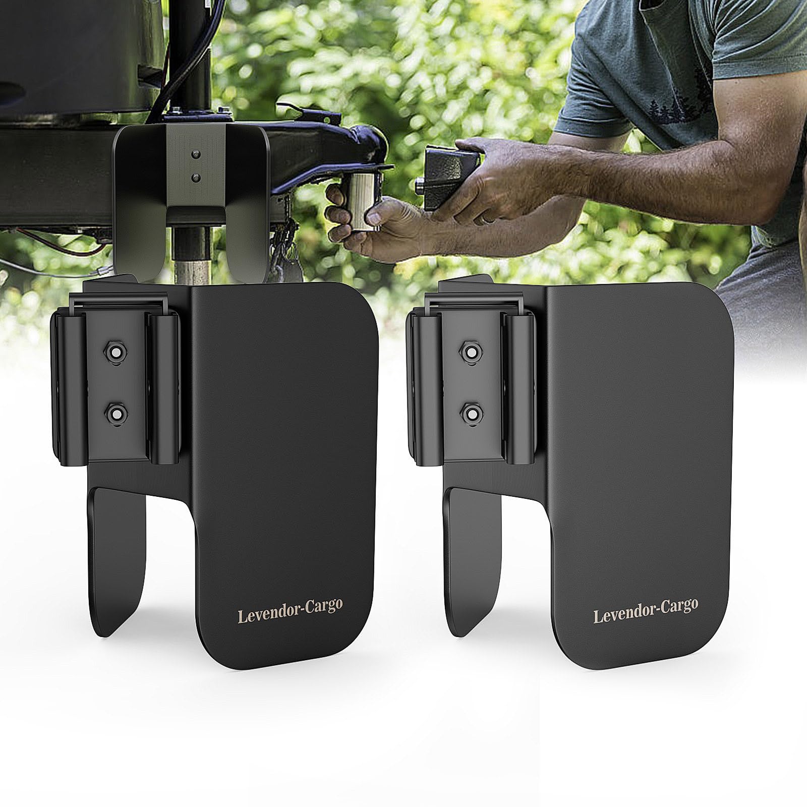 ruiru bro 2 Pack E Track Wheel Chock,E Track Wheel Chock & Strap Kit,Motorcycle Trailer Mount for E-Track/X-Track,Motorcycle E Track Chock,Motorcycle/Dirt Bike Wheel Chocks for Trailer (Black)