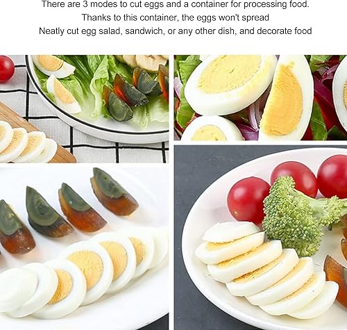 Miniatura 3 de Cortador de huevos para huevos duros, 3 modos de rebanada, práctico cortador de huevos de acero inoxidable resistente, cortador de huevos de cocina
