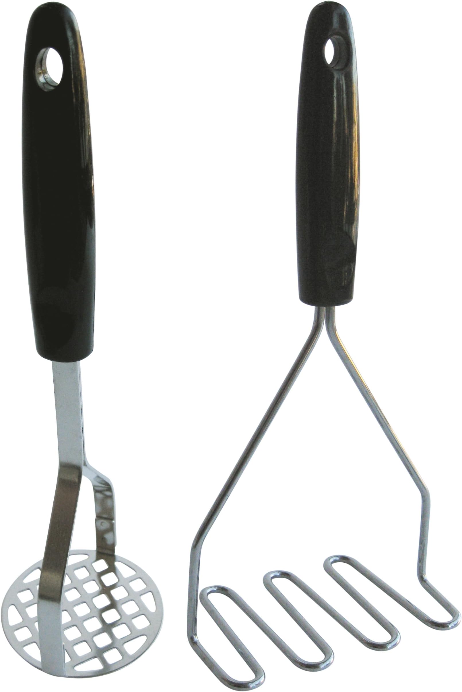 Set of 2 Potato Mashers, Stainless Steel Wire Head and Flat Head Potato Mashers