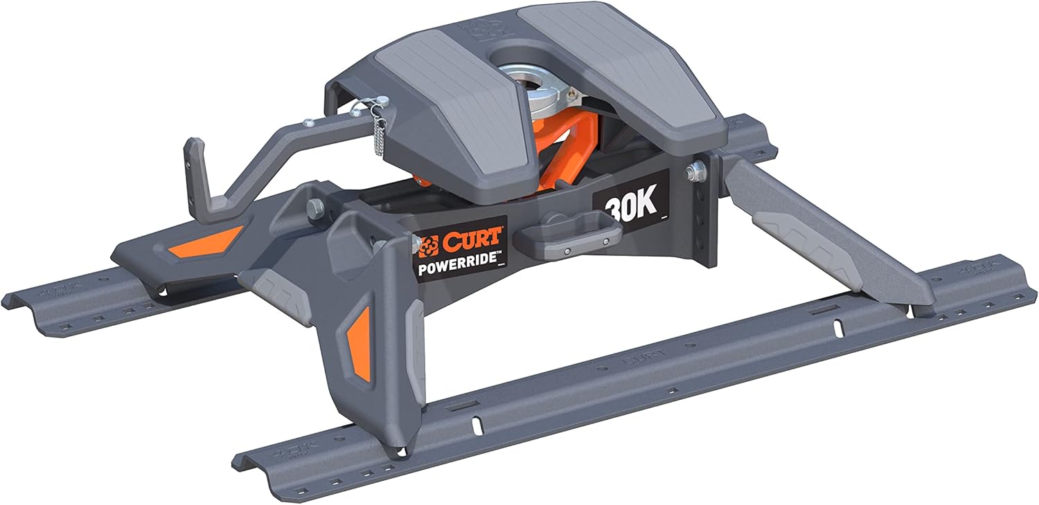 CURT PowerRide 30K 5th Wheel Hitch with Base Rails, 30,000 lbs