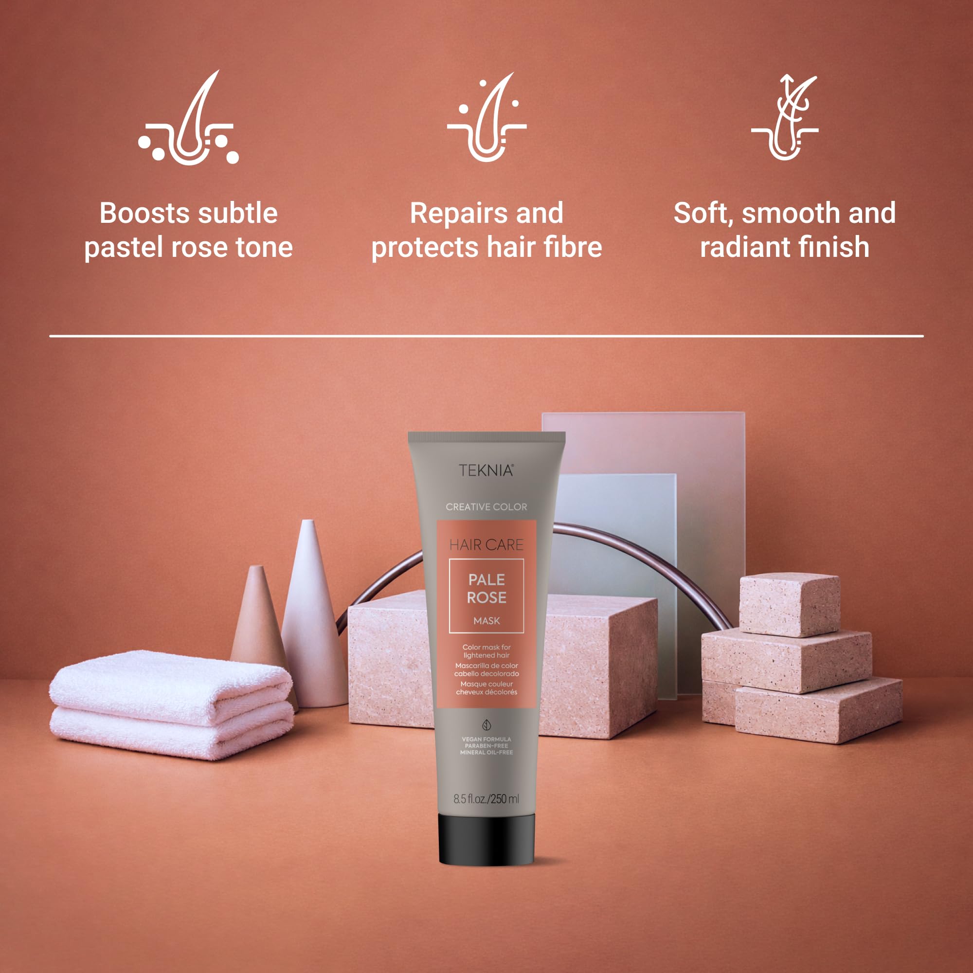 Lakme Teknia Pale Rose Color Mask, Conditioner für gebleichtes Haar, vegane Formel, 250 ml