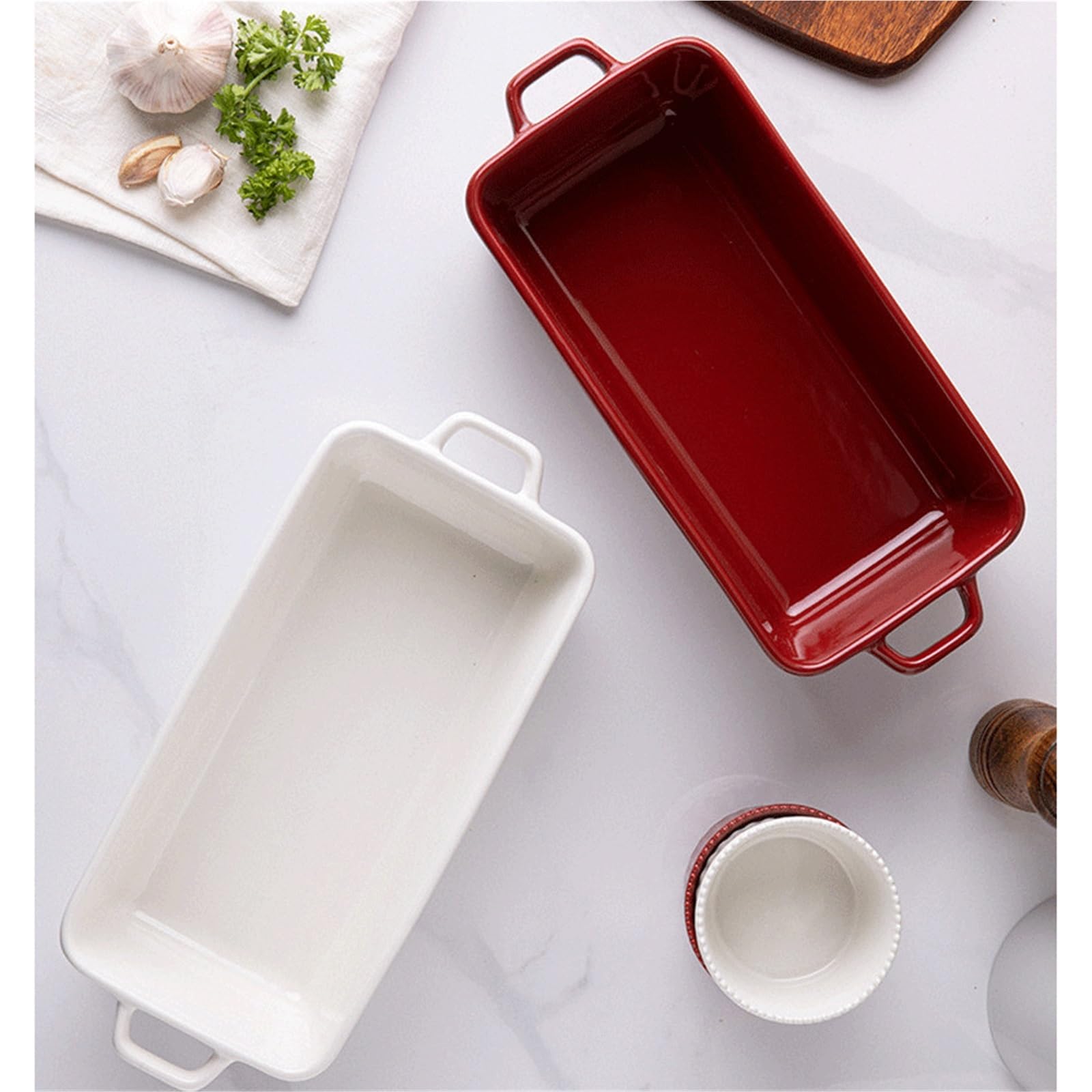 Plat Four Red Rectangular Double Handled Baking Dish Plat Gratin