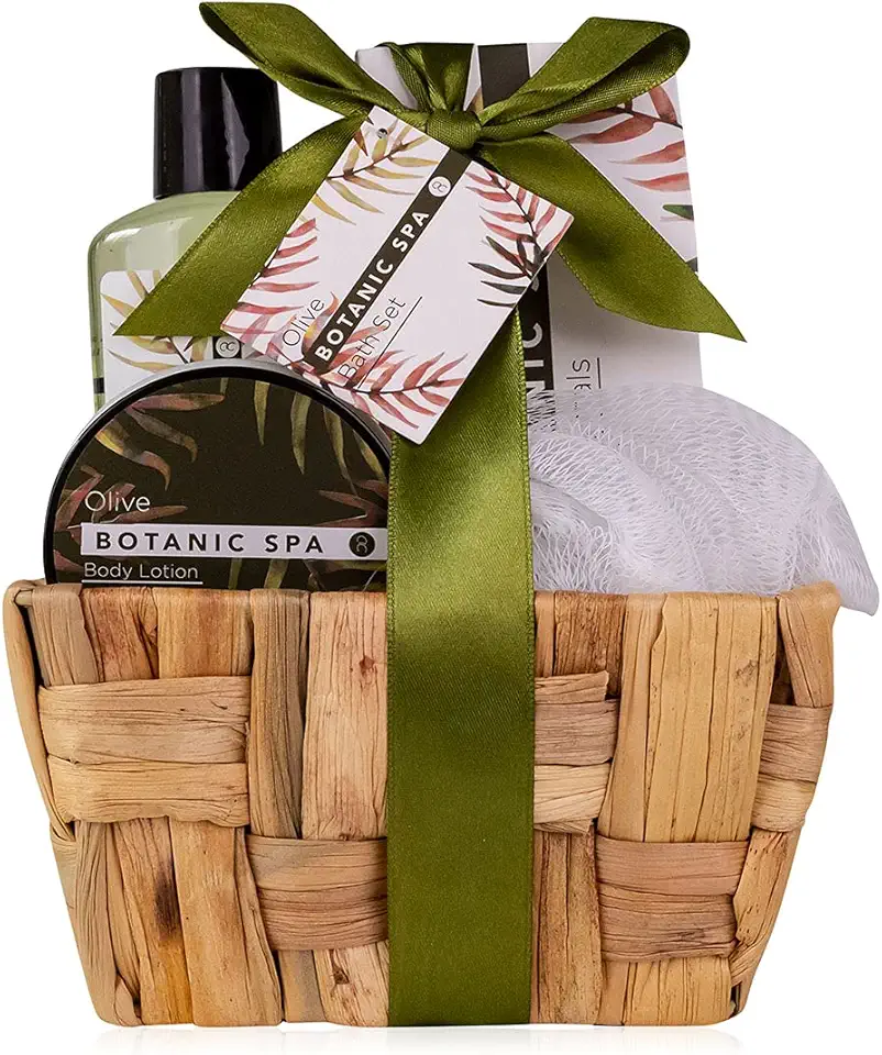 Badset med duschgel badsalt bodylotion nätsvamp