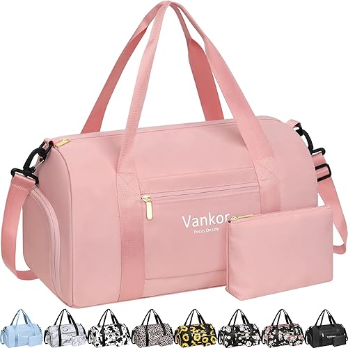 Bolsa de gimnasio para mujer con compartimento para zapatos, impermeable, bolsa de lona deportiva para viajes, fin de semana, para llevar en la