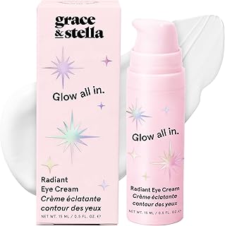 grace & stella Retinol & Caffeine Under Eye Cream Anti Aging - Hydrating Cream with Niacinamide & Peptides - Reduce Wrinkles, Crow's Feet, Puffiness - Vegan Skincare - Free (0.5 fl.oz / 15ml)