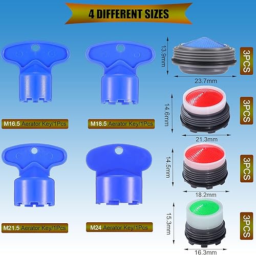 Miniatura 9 de 4 piezas de aireador de caché M16.5, piezas de repuesto para grifo de aireador de grifo enchufable, aireador de caché de cocina, aireador de