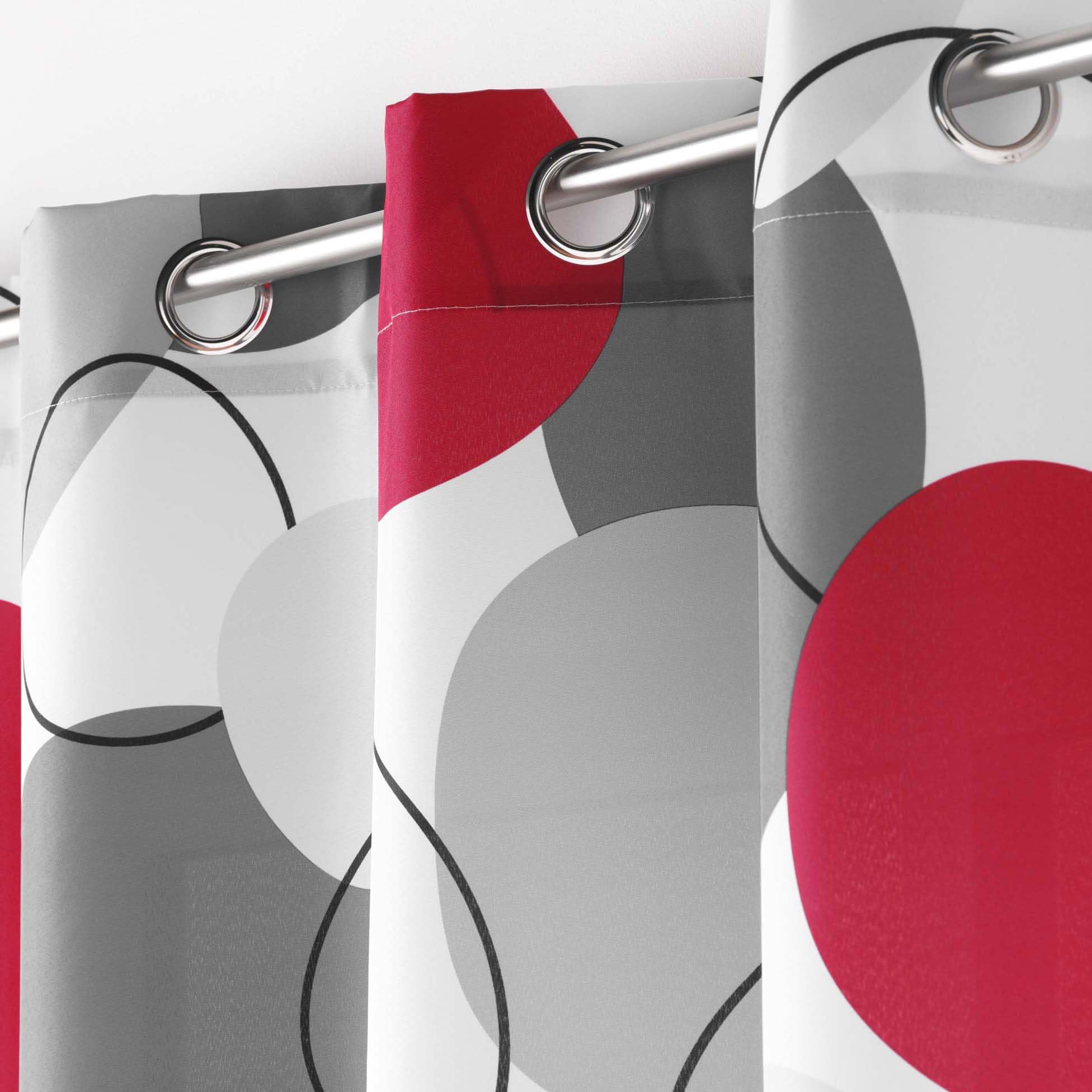 Douceur d'Intérieur, Eyelet Curtain (140 x 260 cm) Merlin, Printed Polyester, Grey, W 55.1" x L 102.4" (1 Panels) - Image 3
