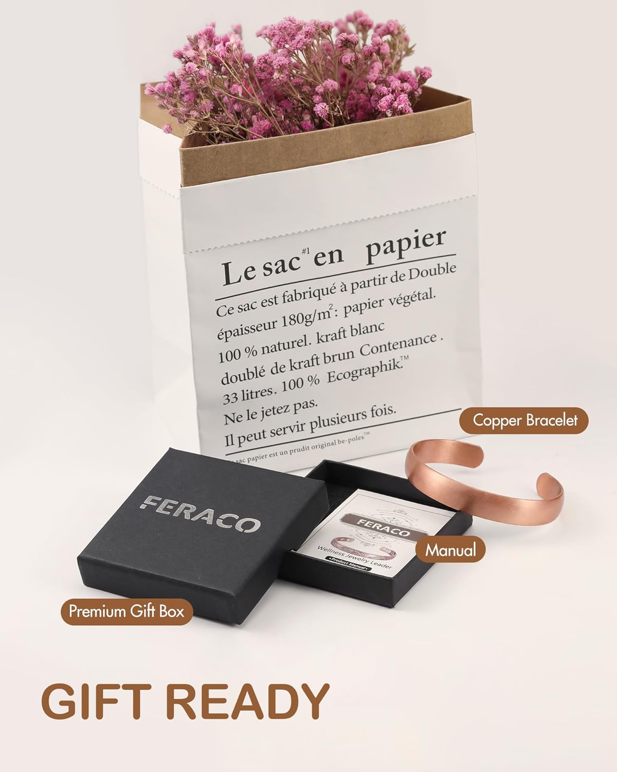 Feraco Pure Copper Bracelets for Women & Men, 99.99% Real Copper Tibetan Cuff Bangle, Adjustable Handmade Jewelry Gift - Image 8