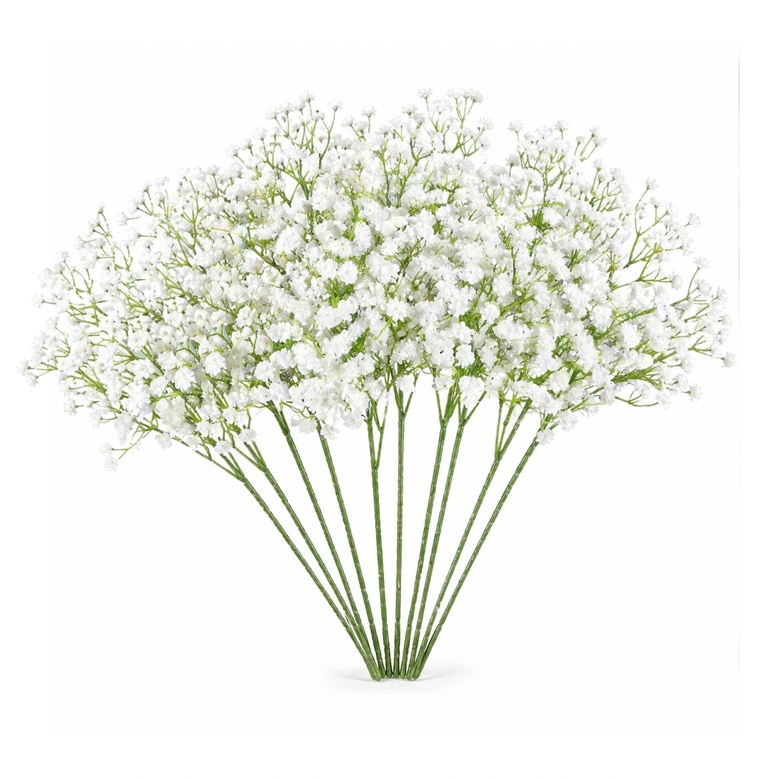 Pownert 8 Pcs White Artificial Baby’s Breath Flowers, Real Touch Gypsophila Faux Flowers with 28cm Short Stems for Wedding Bouquets, DIY Floral Arrangements, Home Decor & Table Centrepieces