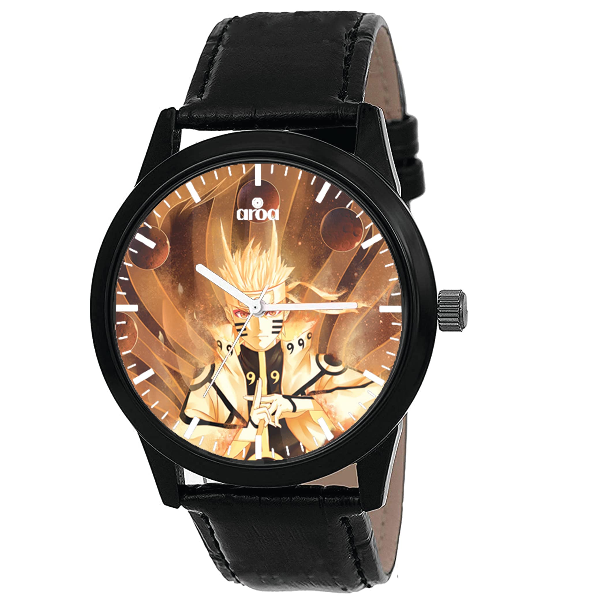 AROA Watch New Watch for Naruto Six Paths Mode Men Model : 179 Black Metal Type Rubber Analog Watch Yellow Dial for Men Stylish Watch for Boys (B0C17J5GWM) Amazon Price History, Amazon Price Tracker