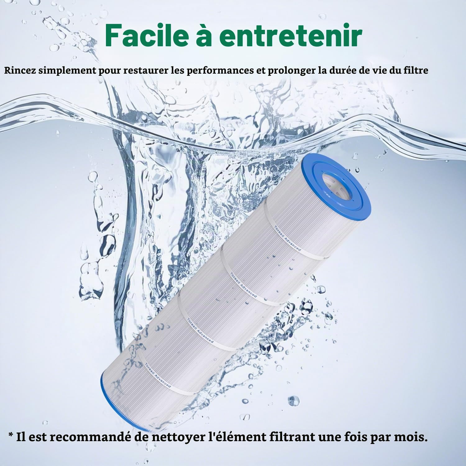 Lot de 4 filtres de piscine CCP420 remplaçant Pentair Clean and Clear Plus 420, PCC105-PAK4, Ultral-A6, Unicel C-7471, R173576, Filbur FC-1977, 817-0106, 178584, 570-0425 Pour 10 m² Dimensions de la