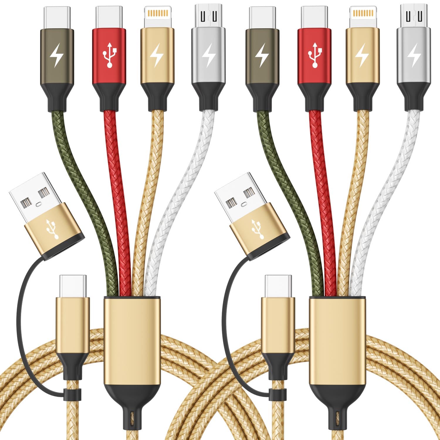 4 in 2 Multi Charging Cable, USBA/C Universal Charging Cords 2 Pack 5FT | Dual Type C Por…