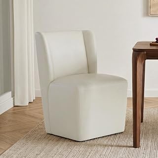 KISLOT Upholstered Dining Chairs Set of 1 with Hidden Casters, Cream