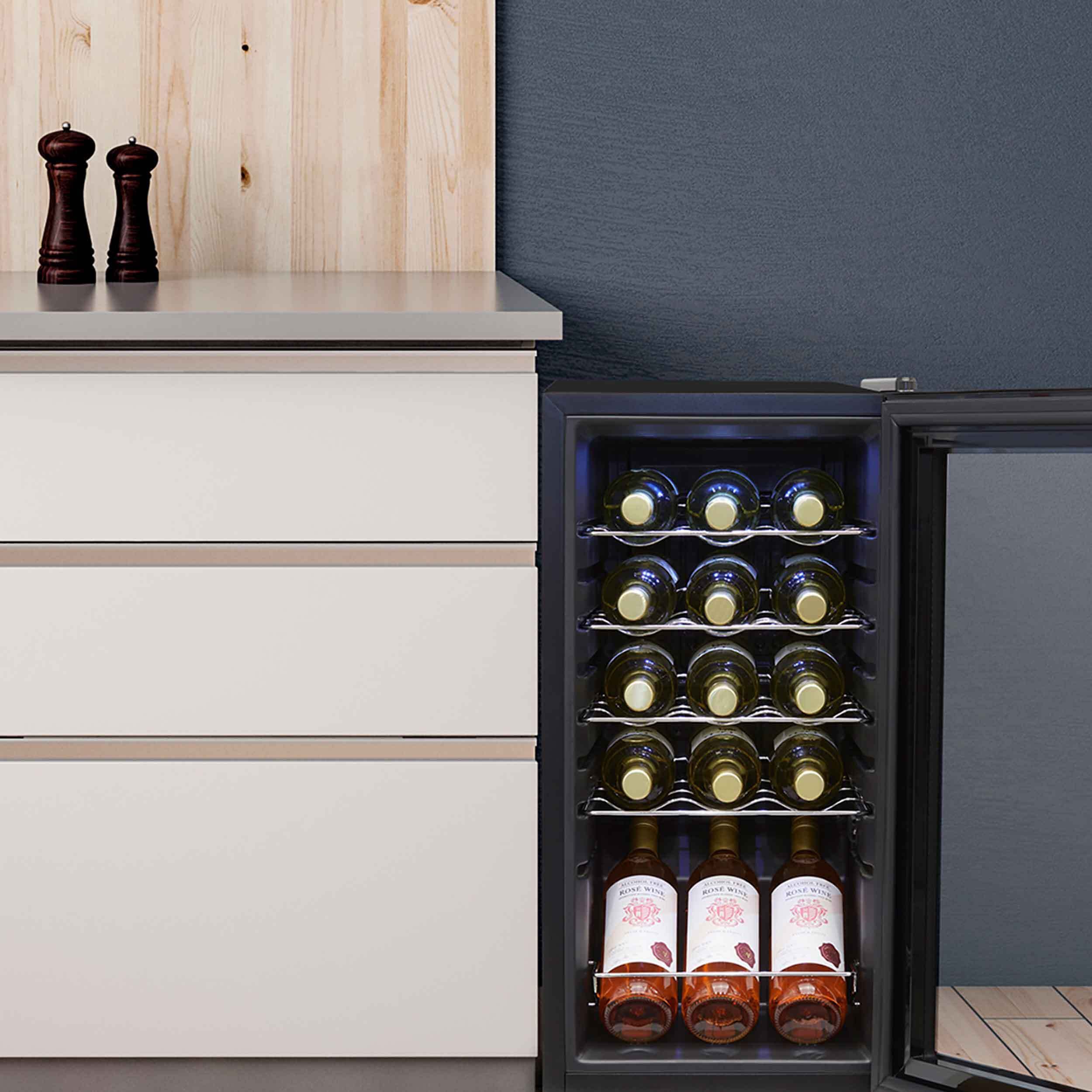 Baridi 15 Bottle Wine Fridge with Digital Touch Screen Controls & LED