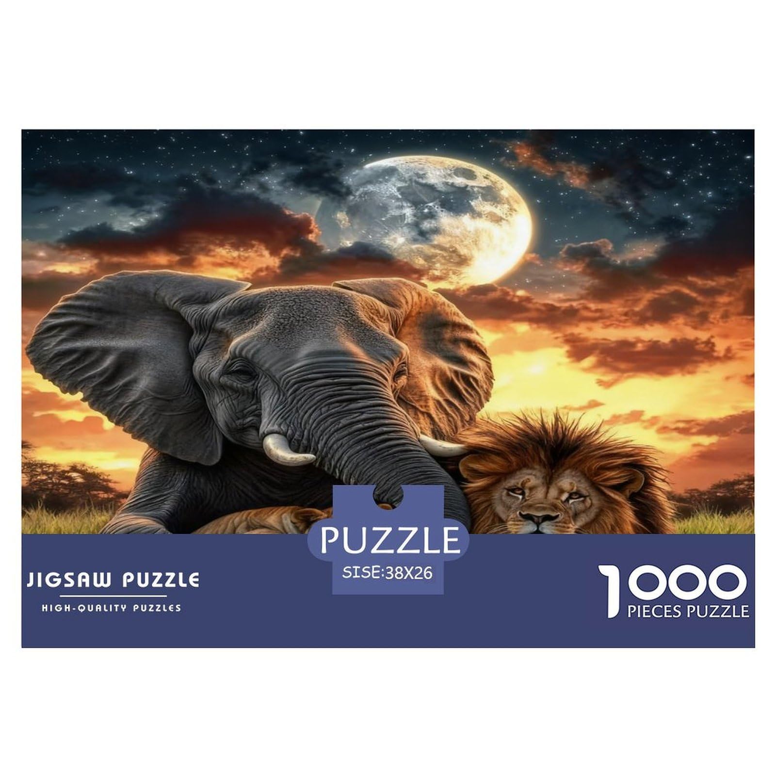 African Elephant 1000 Piece Jigsaws for Adults Wildlife Educational Games Beautiful Home Decoration Challenge High Difficulty 38x26cm/1000pcs — image 1