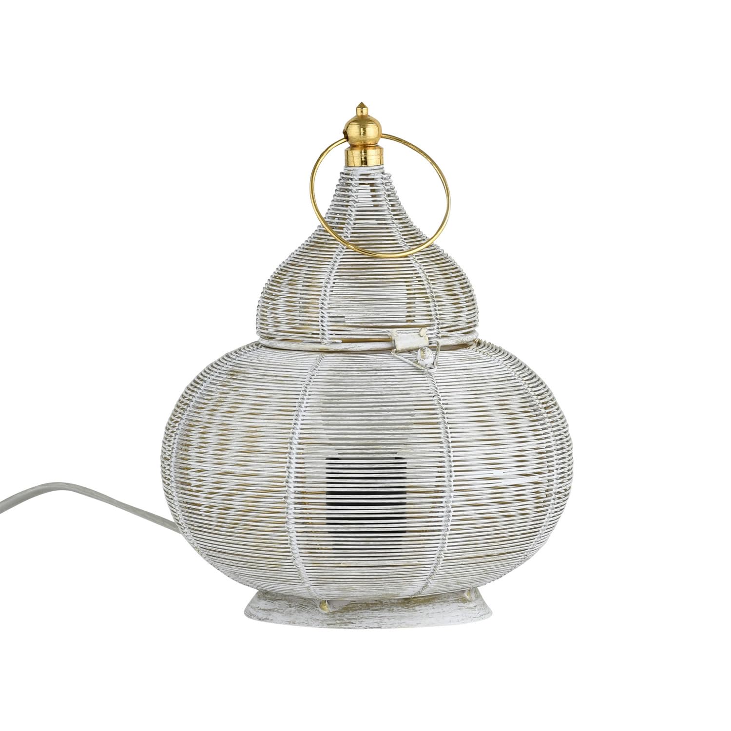 Marrakesch 2-częściowy zestaw lamp stołowych, lampka nocna, 25 cm, orientalna lampa dekoracyjna, lampa stojąca do salonu, sypialni lub pokoju dziecięcego | marokańska lampa stołowa Tamara biało-złota