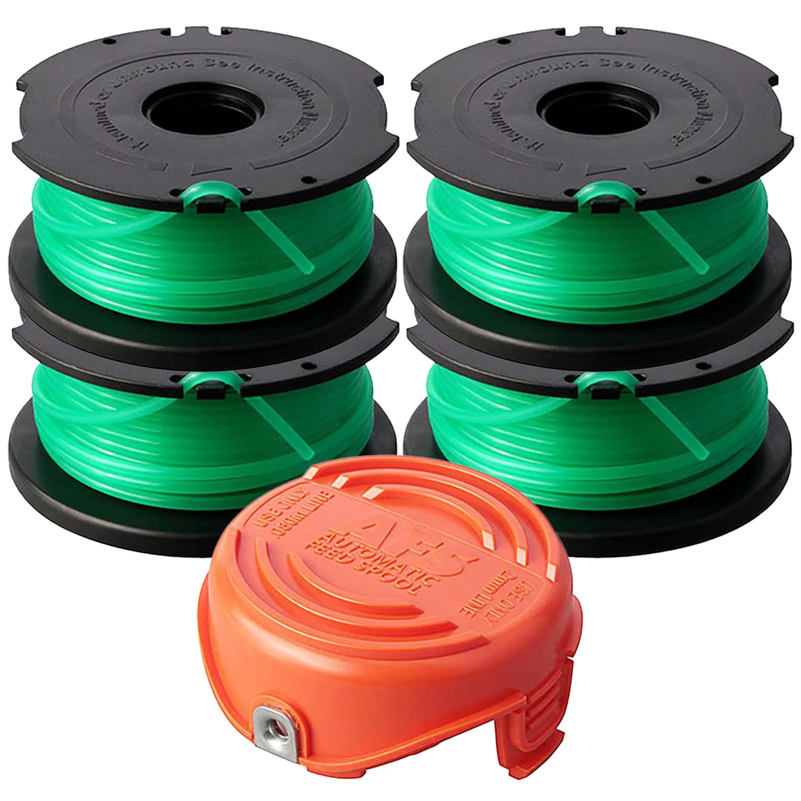 SF-080 SF-080-BKP Lot de 5 bobines de rechange pour débroussailleuse Black and Decker GH3000 GH3000R LST540, SF080 - 6,1 m - Avec cache-capuchons 90583594 (4 bobines, 1 capuchon)