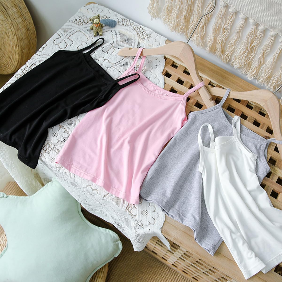 5er-Pack Cami-Westen für Mädchen, weiche, ärmellose Kinder-Unterhemden, einfarbige Tanktops für Kleinkinder, Racerback-Ballett-Tanzbekleidung
