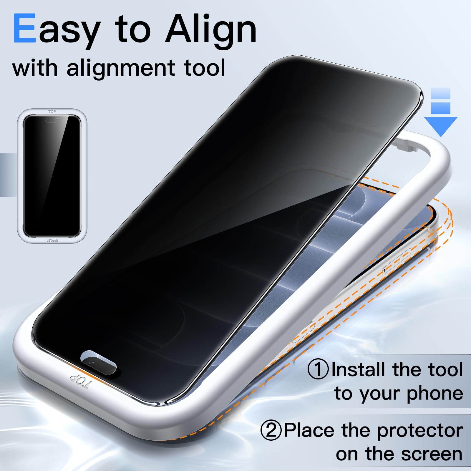 JETech Privacy Screen Protector Guard for iPhone 18 Pro Max, 2-Pack — Amazon image 4