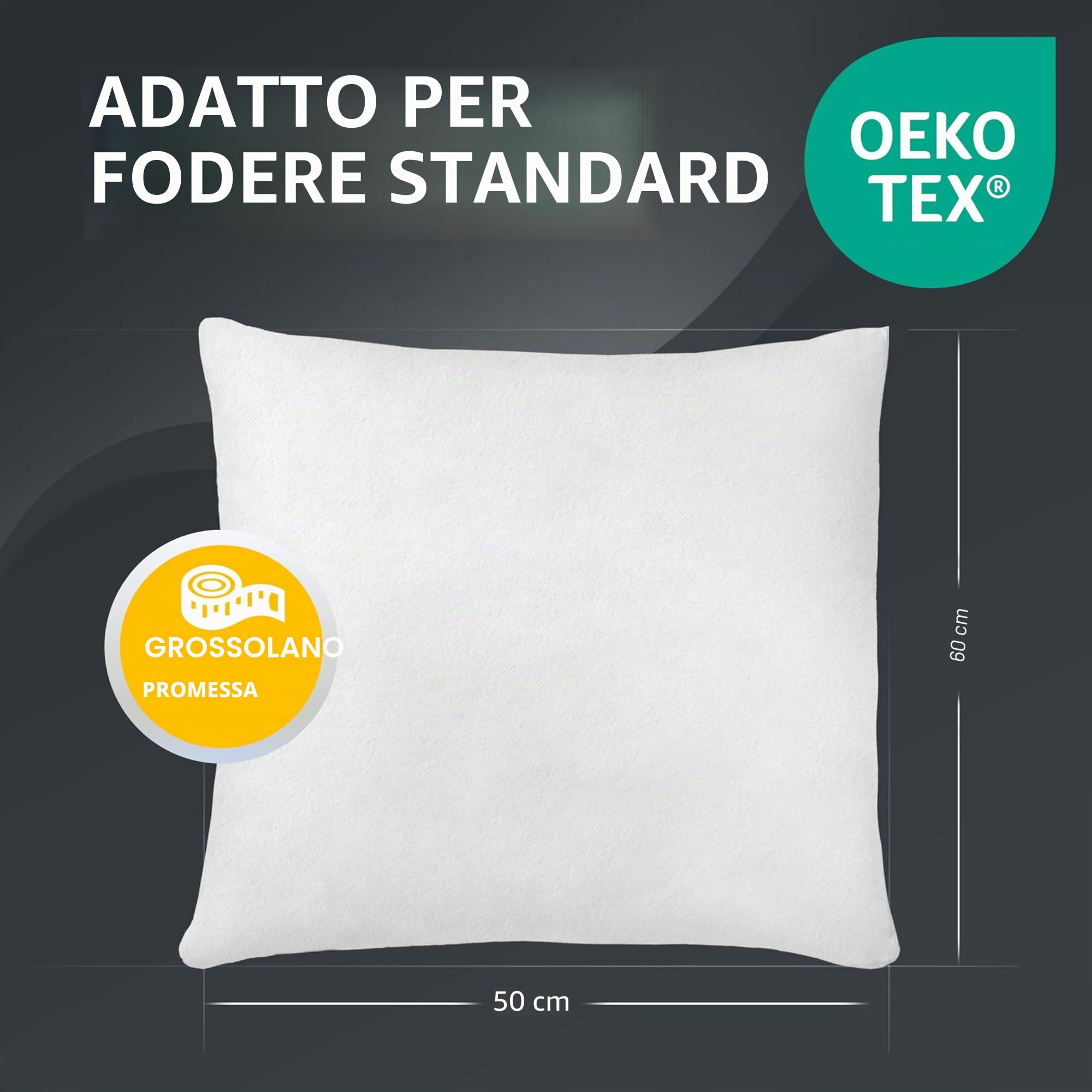 LILENO HOME Set di 2 cuscini da 50 x 60 cm, lavabili a 40 °C, adatti per chi soffre di allergie, in poliestere, come cuscino da divano, cuscino da cocktail e cuscino