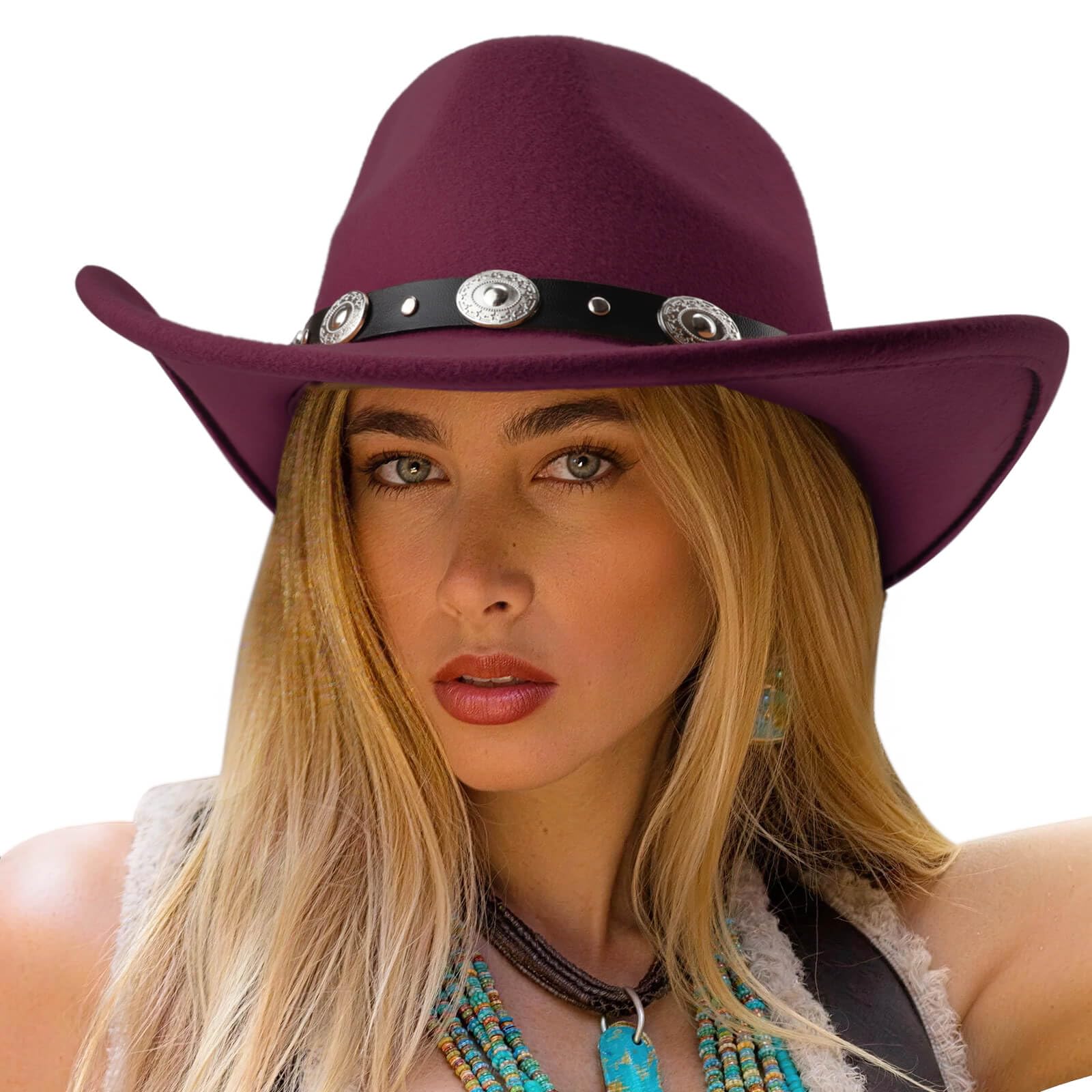 DRESHOW Chapeau Fedora à Large Bord pour Femme avec Boucle de Ceinture Rétro Panama Floppy Hat