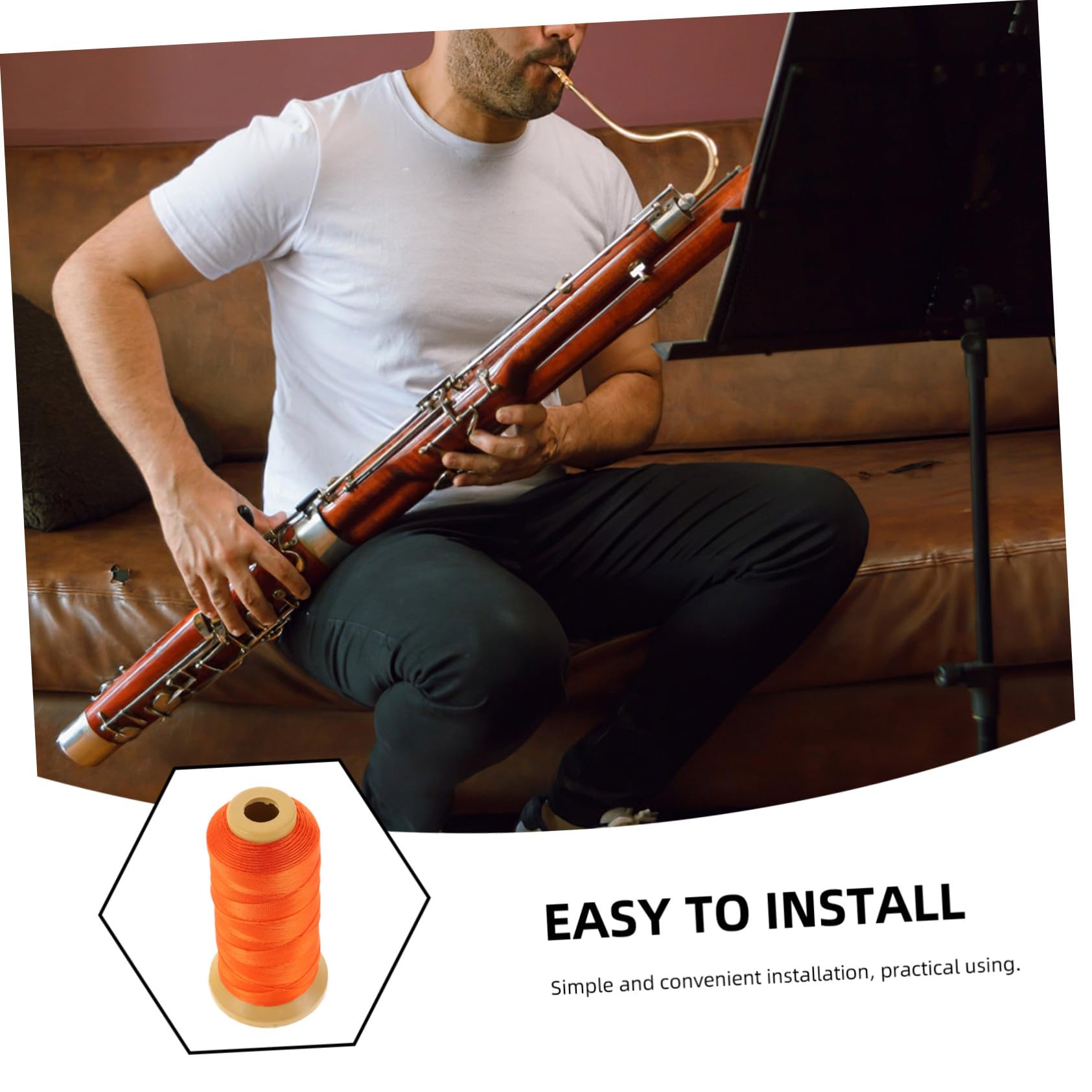 BESPORTBLE Fil En Polyester Orange Pour Hautbois – Fil De Macramé Artisanal Pour Ligature D’anche, Corde Multifonction Pour Accessoires D’instruments à Vent, Loisirs Créatifs Et Décoration Sonore