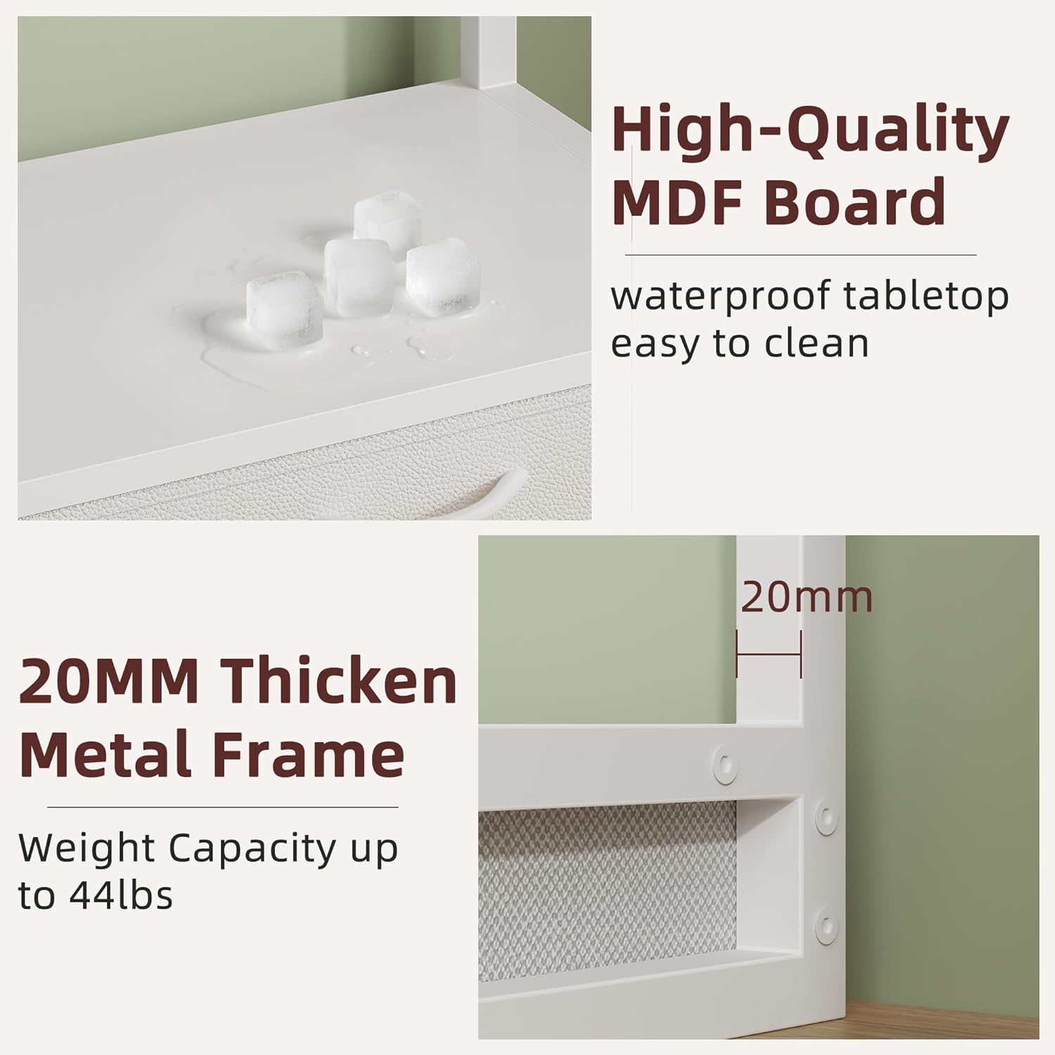 Countertop Small Microwave Stand with Storage Drawer, 2-Tier Kitchen Microwave Shelf Rack, Heavy Duty Microwave Stand for Kitchen Organizer, 17.3"×11.8" White