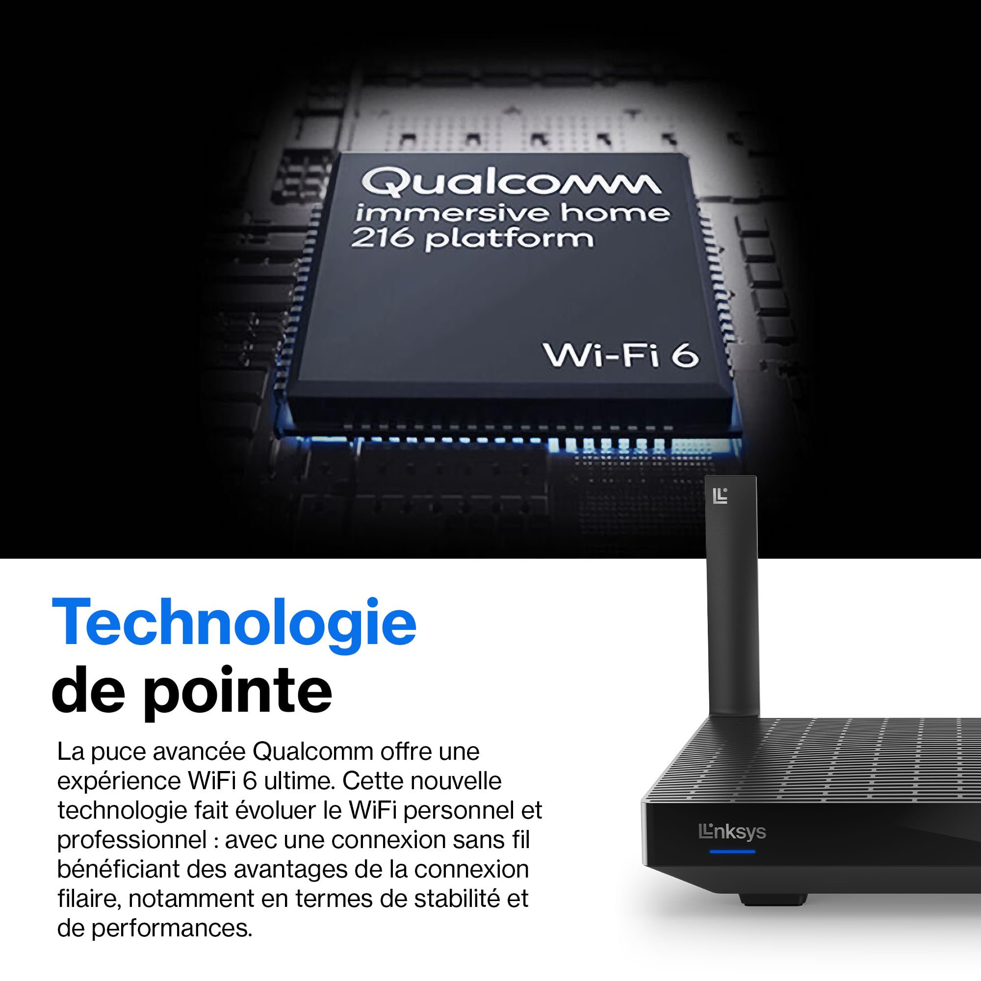 Linksys Routeur WiFi 6 Mesh Double Bande Hydra 6 (AX3000) - Jeux sans Fil Jusqu’à 3 Gbit/s, pour Plus de 25 appareils et portée 185 m2 Fonctionne avec Le système WiFi Linksys, MR2000-KE