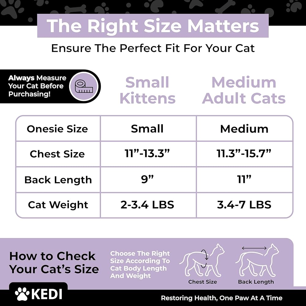 Cat Onesie for After Surgery Care - Breathable Male Female Post Surgical Recovery Suit Vest for Cats with Abdominal Wounds or Skin Issues - Soft Washable Protective Medical Clothing for Pets view 3